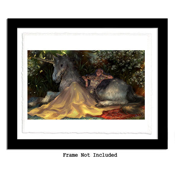 Chillling with Unicorn Print